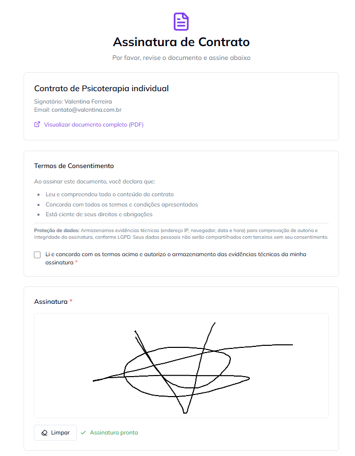 Assinatura digital de contratos